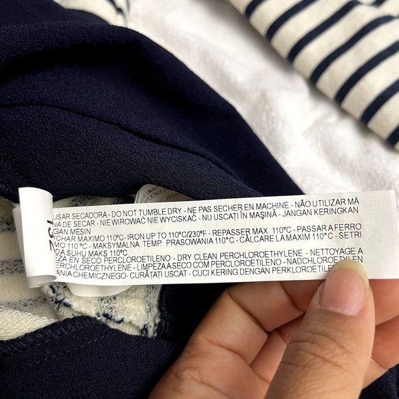 Zara Basic Women's  3/4 Sleeve Striped Navy Blue Mini Dress Size XS - Picture 10 of 11